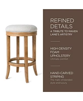 Maven Lane Eva Counter Stool in Weathered Oak Finish w/ Sand Color Fabric Upholstery