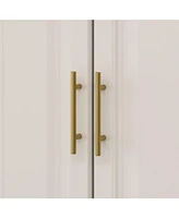 Famapy White 6-Door Big Wardrobe Armoires with Hanging Rod, 4-Drawers