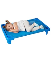 ECR4Kids Toddler Streamline Cot, Ready-to-Assemble Size, Blue, 6-Pack