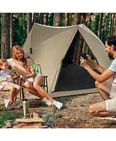 Costway Pop-up Camping Tent for 4/5/6 People with Rainfly Skylight 3 Doors 3 Windows