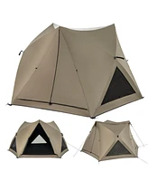 Costway Pop-up Camping Tent for 4/5/6 People with Rainfly Skylight 3 Doors 3 Windows