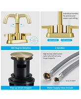 Slickblue 2-Handle 4-Inch Centerset Bathroom Sink Faucet 3-Hole Installation for Modern Sinks