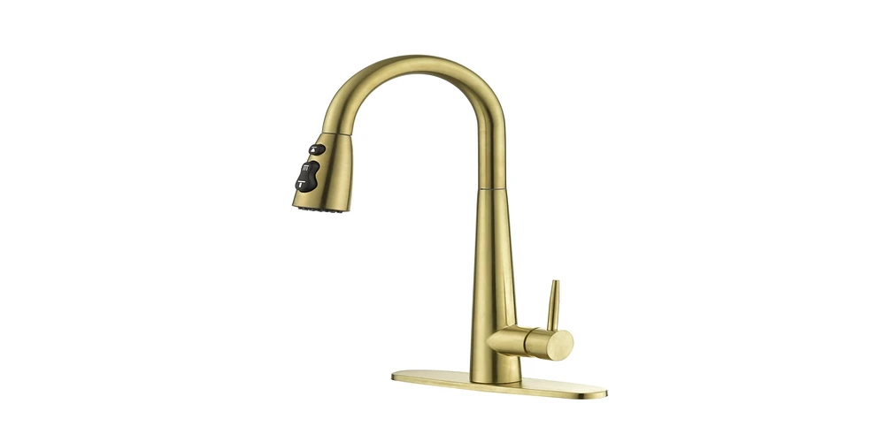 Slickblue Gold Kitchen Faucet with Pull-Down Sprayer for Modern Kitchens