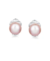 Bling Jewelry Button Style Freshwater Cultured Pearl Clip On Ball Stud Earrings For Women Sterling Silver Non Pierced Ears