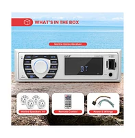 Pyle Marine Bluetooth Stereo Receiver & 4 Waterproof Speakers, Hands-Free Calling, Usb/Sd Readers, Am/Fm Radio