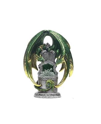 Fc Design 8.5"H Led Green Dragon with Treasure Box Figurine Decoration Home Decor Perfect Gift for House Warming, Holidays and Birthdays