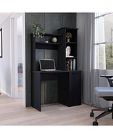 Muncy Computer Desk with Ample Work Surface, Hutch Storage and Single Door Cabinet 3-Tier Shelves