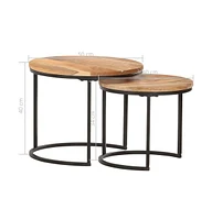 vidaXL Nesting Tables 2 pcs Solid Acacia Wood