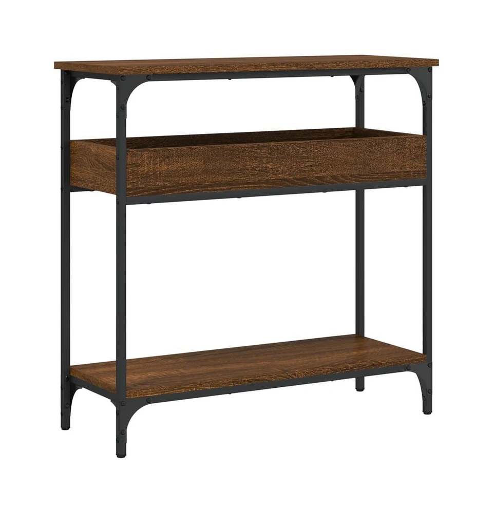 vidaXL Console Table with Shelf Brown Oak 29.5"x11.4"x29.5" Engineered Wood