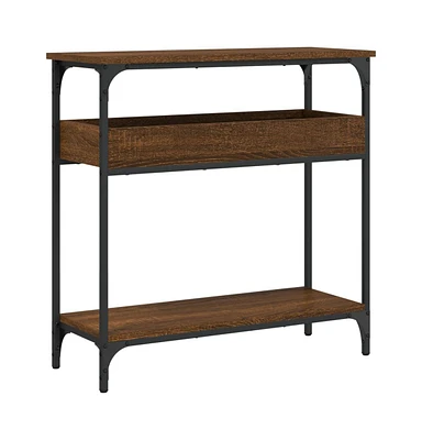 vidaXL Console Table with Shelf Brown Oak 29.5"x11.4"x29.5" Engineered Wood