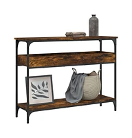 vidaXL Console Table with Shelf Smoked Oak 39.4"x11.4"x29.5" Engineered Wood