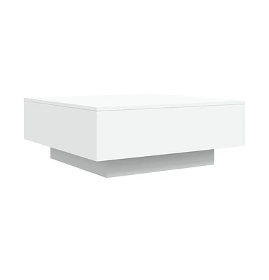 vidaXL Coffee Table with Led Lights White 31.5"x31.5"x12.2"