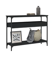 vidaXL Console Table with Shelf Black 39.4"x11.4"x29.5" Engineered Wood