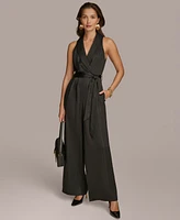 Donna Karan New York Women's Shawl-Collar Tie-Waist Jumpsuit