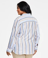 Tommy Hilfiger Plus Striped Roll-Tab Shirt