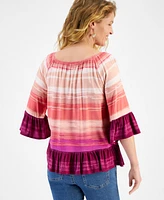 Style & Co Women's Printed On/Off Shoulder Top, Created for Macy's