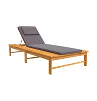 vidaXL Sun Lounger with Dark Gray Cushion and Pillow Solid Wood Acacia