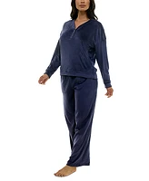 Roudelain Women's Long-Sleeve Ribbed Velour Pajama Set