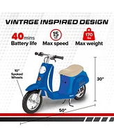 Razor Pocket Mod Miniature Euro 24V Electric Kids Ride On Retro Scooter, Blue