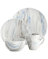 Elama Porcelain Marble 16 Pc. Dinnerware Set, Service for 4