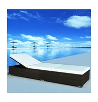 vidaXL Sun Lounger with Cushion Poly Rattan Brown