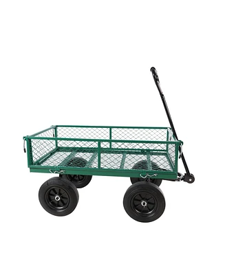 Slickblue Solid Wheels Garden Wagon Cart – Ideal for Transporting Firewood and Tools