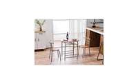 Slickblue Brown Wood Grain Pvc Breakfast Table Stylish and Durable Dining Solution for Small Spacesc