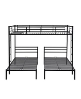 Slickblue Full Over Twin & Bunk Bed with Built-In Shelf for Space Optimization