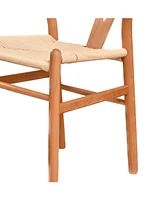 Slickblue Natural Solid Wood Wishbone Chair with Canvas Seat – Stylish Backrest for Dining Room and Kitchen