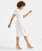 Style & Co Lace-Trim Textured Embroidered Dress, Created for Macy's