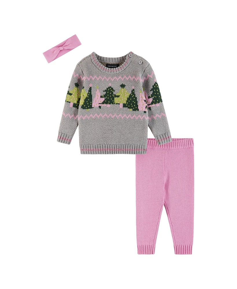 Andy & Evan Baby Girls Chenille Sweater Knit Pant Set