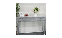 Slickblue Mirror Dressing Table with Three Drawers: Elegant Console Table for Bedroom or Vanity