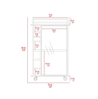 Depot E-Shop Huali Bar Cart, Glass Door, Four Casters, Two Shelves