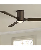 56" Keel Modern Indoor Outdoor Ceiling Fan 3 Blade Led Light Remote Control Emperial Bronze Finish Blades Bedroom Patio Living Room Hugger Damp Rated