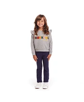 Andy & Evan Toddler Girls Toddler/Child Navy Crewneck Sweater w/Embossed Glitter Lettering Legging Set