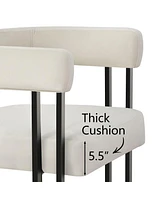 Maison Boucle Velvet Counter Stool,Boasting Curved Frame Armrest Stool with Three Legs(1PK)-Maison