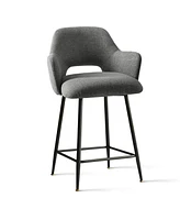 Maison Boucle 25.5" Armrest Counter Stools Set of 2,Upholstered Height Barstools with Back-Maison