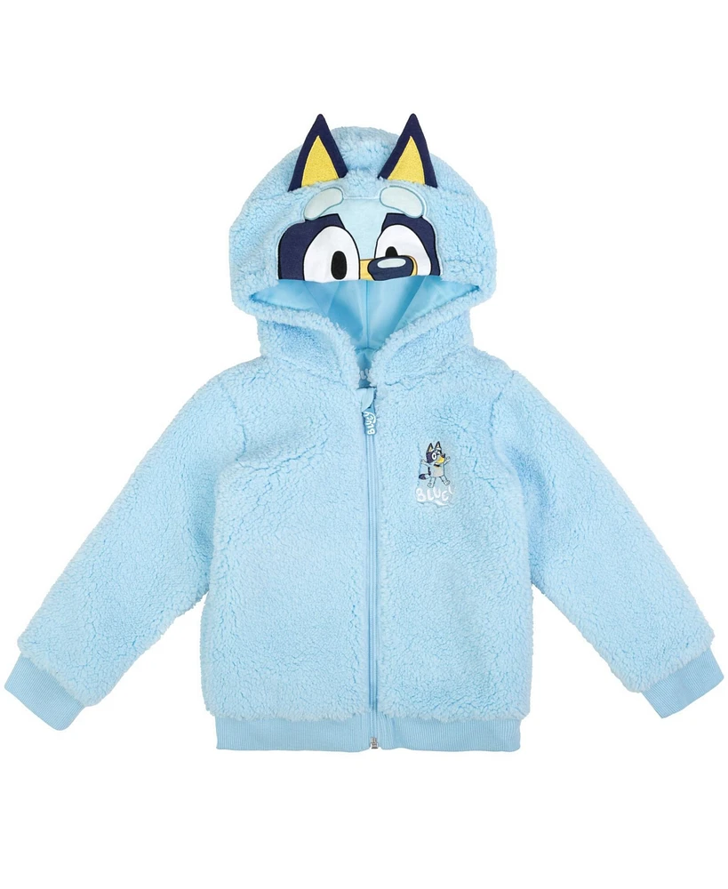 Bluey Toddler Boys Cozy Sherpa Zip Up Cosplay Hoodie to (2T - 10-12)