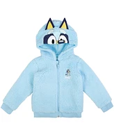 Bluey Toddler Boys Cozy Sherpa Zip Up Cosplay Hoodie to (2T - 10-12)