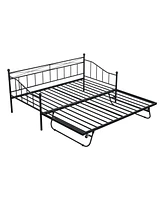 Slickblue Metal Daybed with Pop-Up Trundle for Extra Guest Sleeping Space