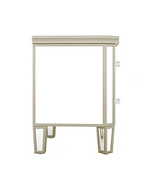 Slickblue Elegant Mirrored 2-Drawer Side Table with Golden Lines for Living Room, Hallway, Entryway