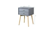 Slickblue Side Table with 2 Drawers and Rubber Wood Legs for Stylish Storage