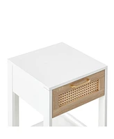 Slickblue Rattan End Table with Drawer for Chic Storage