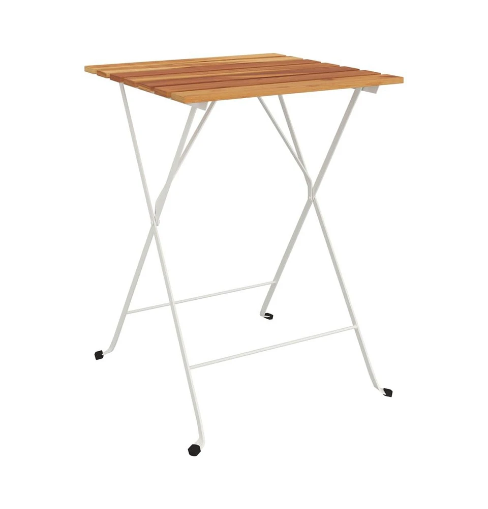 vidaXL Folding Bistro Table 21.7"x21.3"x28" Solid Wood Acacia and Steel