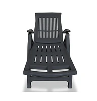 vidaXL Sun Lounger with Footrest Plastic Anthracite