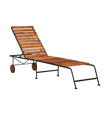 vidaXL Sun Lounger with Steel Legs Solid Wood Acacia