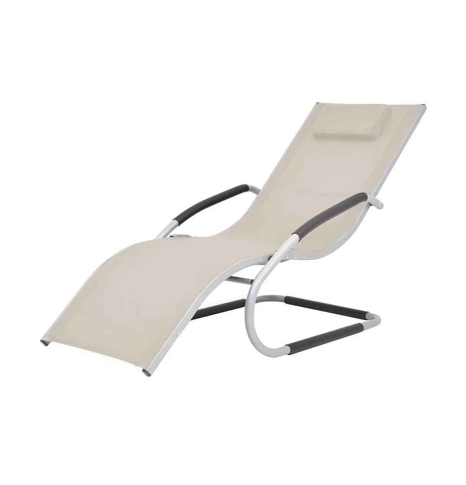 vidaXL Sun Lounger with Pillow Aluminum and Textilene Cream