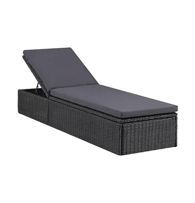 vidaXL Sunlounger Poly Rattan and Dark Gray