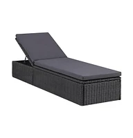 vidaXL Sunlounger Poly Rattan and Dark Gray