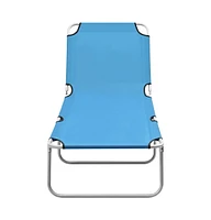 vidaXL Folding Sun Lounger Steel and Fabric Turquoise Blue